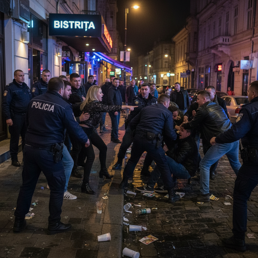 Scandal Nocturn în Fața Unui Club din Oraș