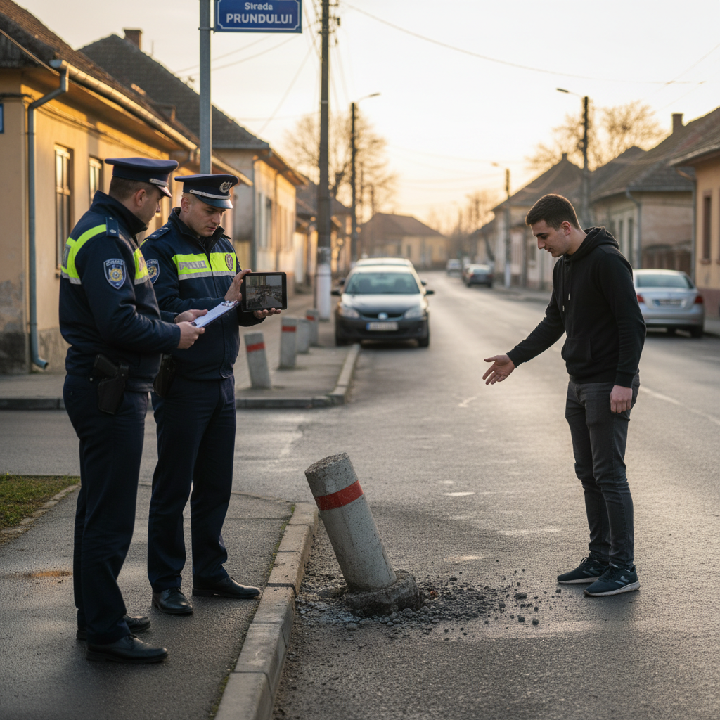 Tânăr din Prund amendat după ce a distrus un stâlpișor de beton în urma unei provocări online